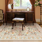 Sylvie Washable Boho Modern Parisian Garden Floral Fall Yellow Rug Area Rugs Lahome 5' x 7'