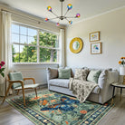 Leonie Washable Butterfly Floral Blossom Green Rug Area Rugs Lahome 5' x 7'