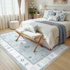 Cachet Washable Boho Oushak Floral Light Blue Rug Rugs Lahome