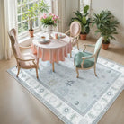 Cachet Washable Boho Oushak Floral Light Blue Rug Rugs Lahome