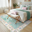 Cachet Washable Boho Oushak Floral Pink/Green Rug Rugs Lahome