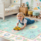 Cachet Washable Boho Oushak Floral Pink/Green Rug Rugs Lahome