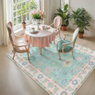 Cachet Washable Boho Oushak Floral Pink/Green Rug Rugs Lahome