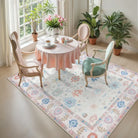 Cachet Washable Boho Oushak Floral Pink Rug Rugs Lahome