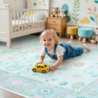 Cachet Washable Boho Oushak Floral Teal Rug Rugs Lahome