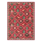 Glace Christmas Washable Tree and Reindeer Red Rug Area Rugs Lahome