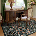 Claude Washable Maximalism Vibrant Blossom Floral Black Rug Area Rugs Lahome