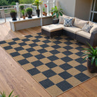 Colette Washable Checkered Easy Jute Blue Indoor/Outdoor Rug Easy Jute Area Rug Lahome