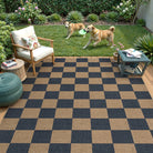 Colette Washable Checkered Easy Jute Blue Indoor/Outdoor Rug Easy Jute Area Rug Lahome