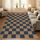 Colette Washable Checkered Easy Jute Blue Indoor/Outdoor Rug Easy Jute Area Rug Lahome 5' x 7'