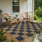 Colette Washable Checkered Easy Jute Blue Indoor/Outdoor Rug Easy Jute Area Rug Lahome