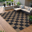 Colette Washable Checkered Easy Jute Dark Brown Indoor/Outdoor Rug Easy Jute Area Rug Lahome