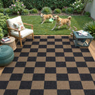 Colette Washable Checkered Easy Jute Dark Brown Indoor/Outdoor Rug Easy Jute Area Rug Lahome