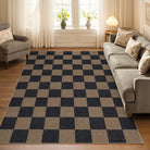 Colette Washable Checkered Easy Jute Dark Brown Indoor/Outdoor Rug Easy Jute Area Rug Lahome 5' x 7'