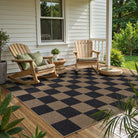 Colette Washable Checkered Easy Jute Dark Brown Indoor/Outdoor Rug Easy Jute Area Rug Lahome