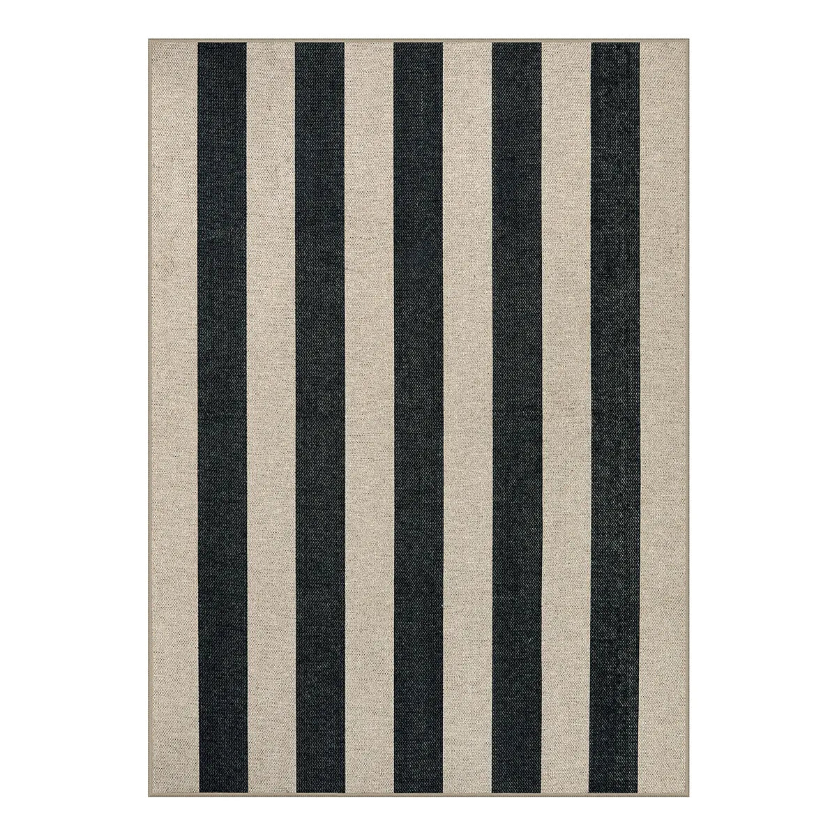 Elance washable modern stripe easy jute bold black rug lahome
