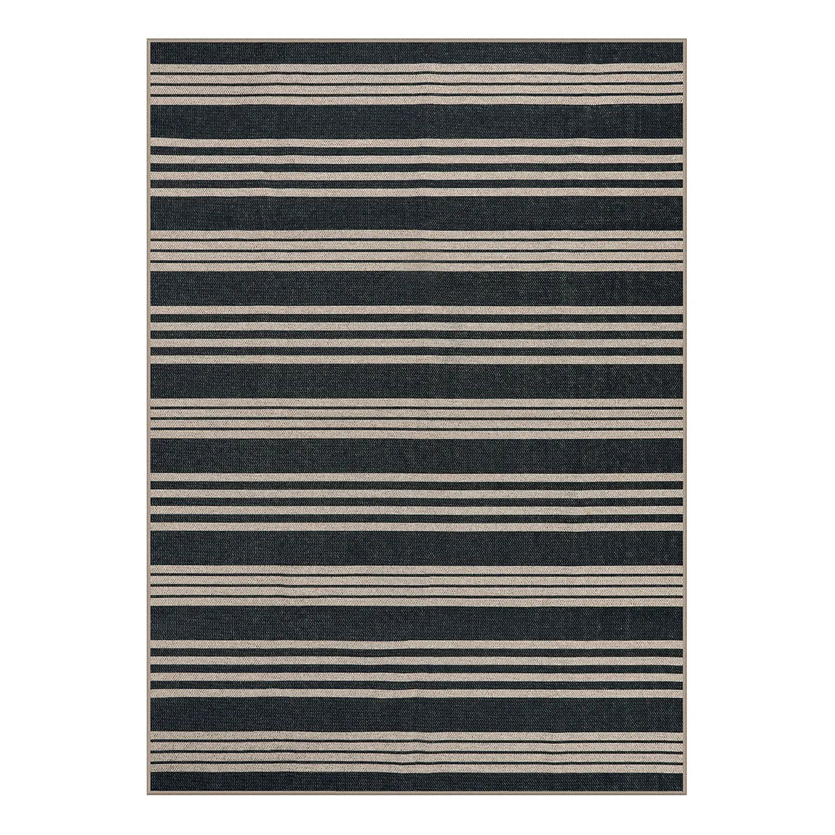 Elance Washable Modern Stripe Easy Jute Mix Black Indoor/Outdoor Rug Easy Jute Rug Lahome