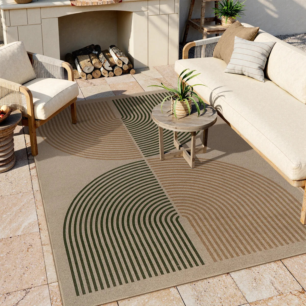 Enfys Washable Modern Rainbow Easy Jute Natural/Beige Indoor/Outdoor Rug Clearance Rugs Lahome