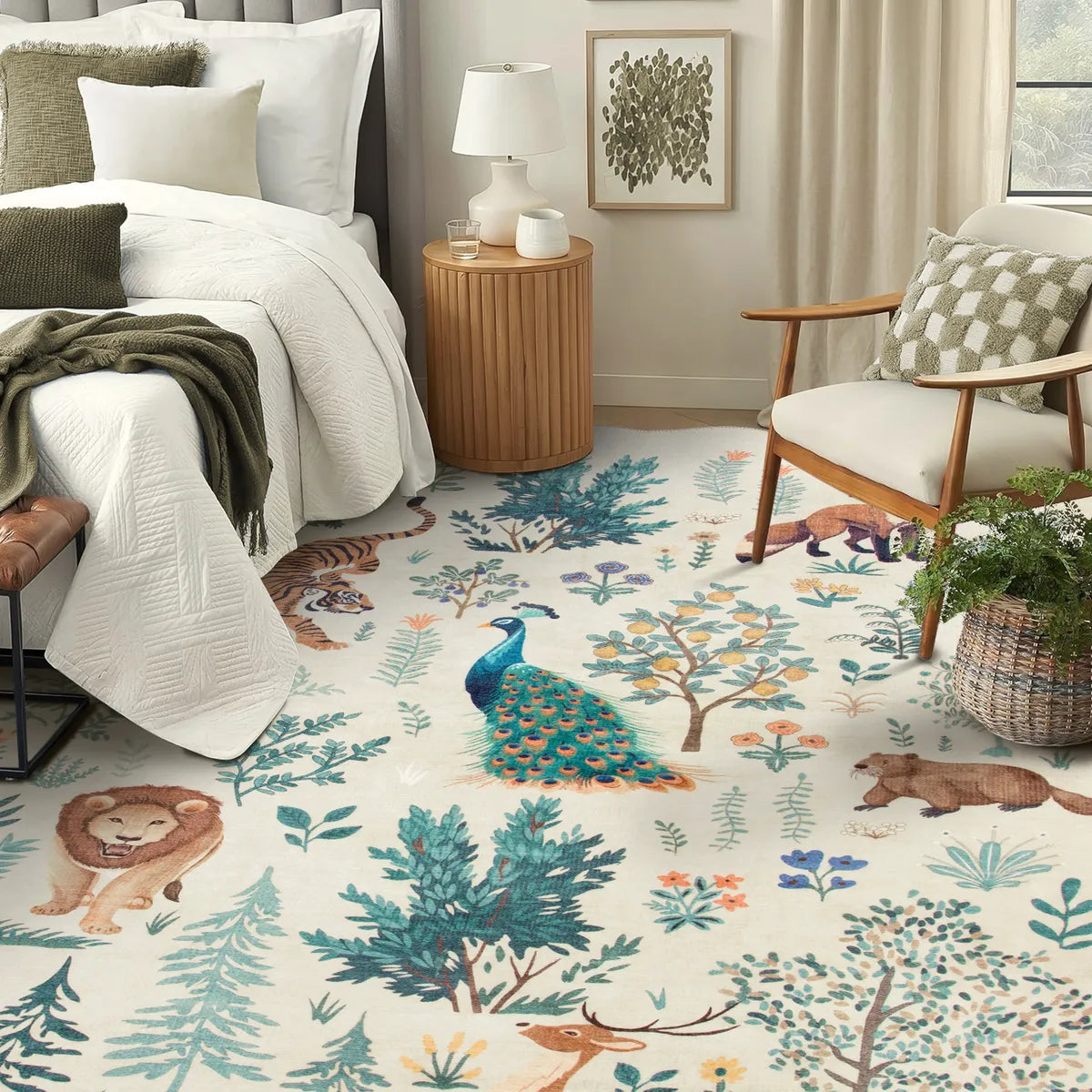 Javelle Washable Jungle Animal Fauves Beige Rug Area Rugs Lahome