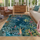 Jovence Washable Jungle Midnight Blue Area Rug Rugs Lahome