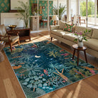 Jovence Washable Jungle Midnight Blue Area Rug Rugs Lahome