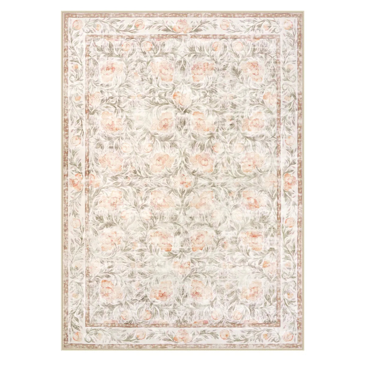 Liliane Washable Vintage Floral Pink Rug Rugs Lahome