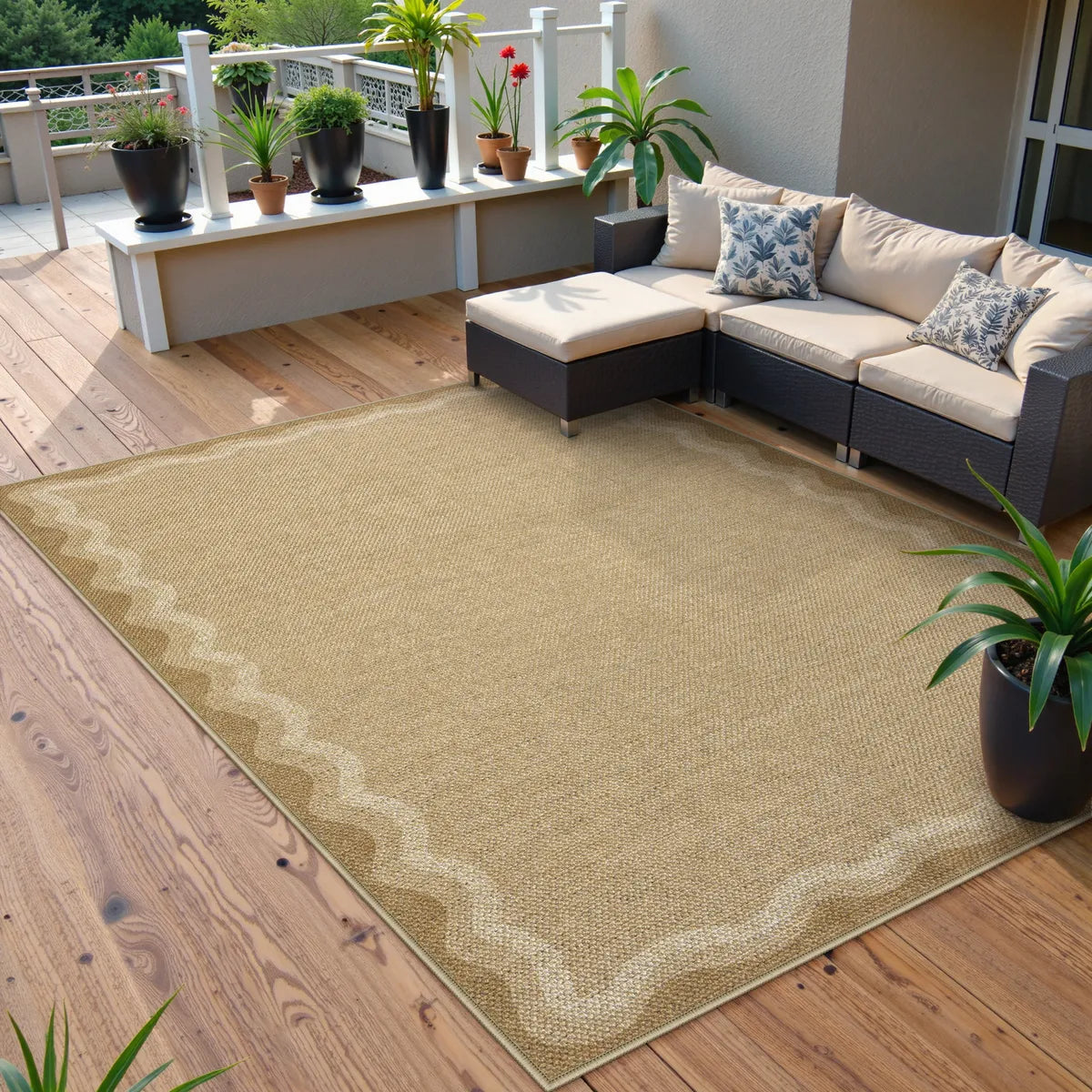 Linoe Washable Gradient Wavy Oatmeal Easy Jute Rug Rugs Lahome