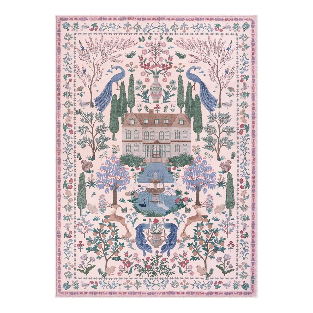 Maison Washable French Manor Floral Pink Area Rug Area Rugs Lahome