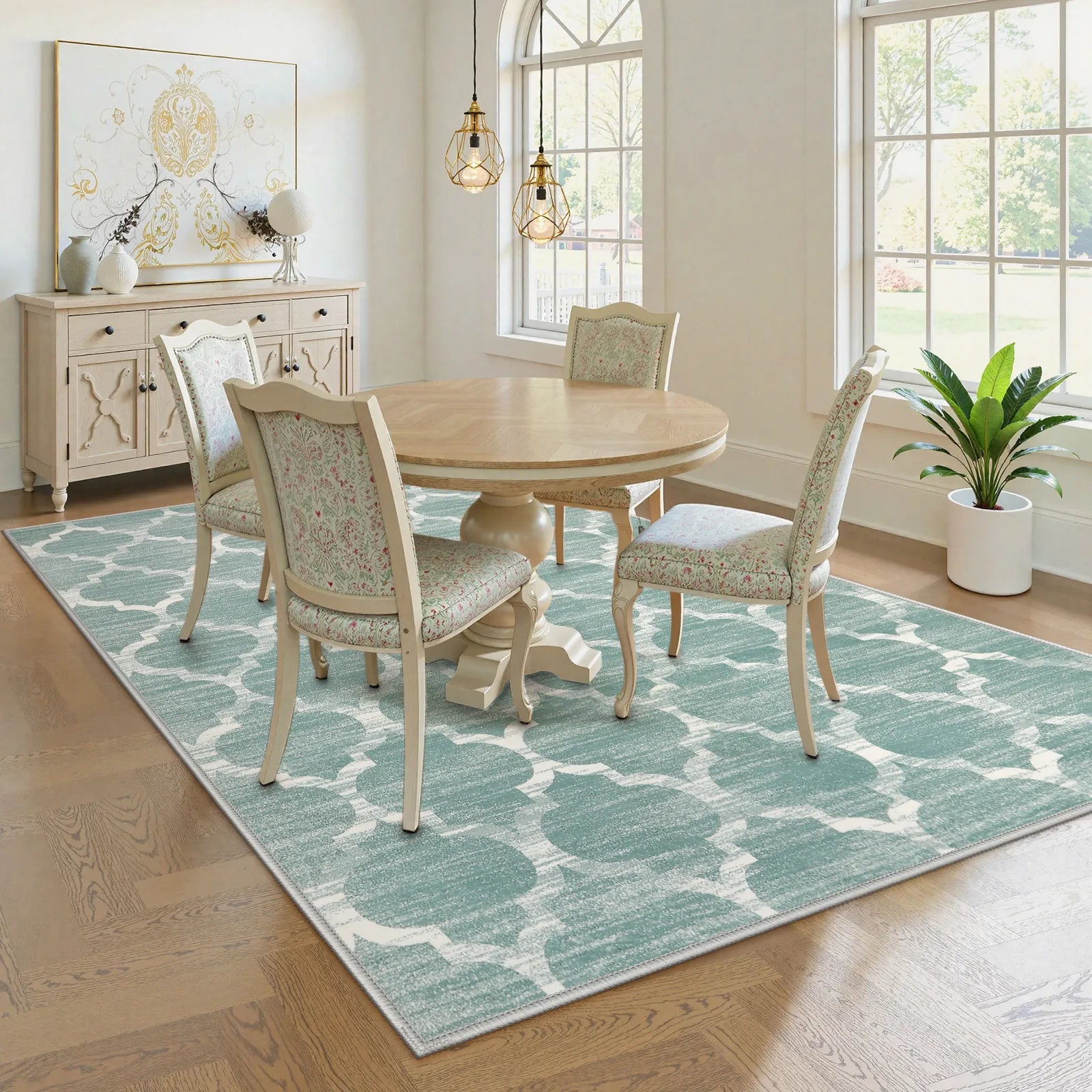 Clearance Meline Washable Classic Moroccan Trellis Sage Green Rug Clearance Rugs Lahome