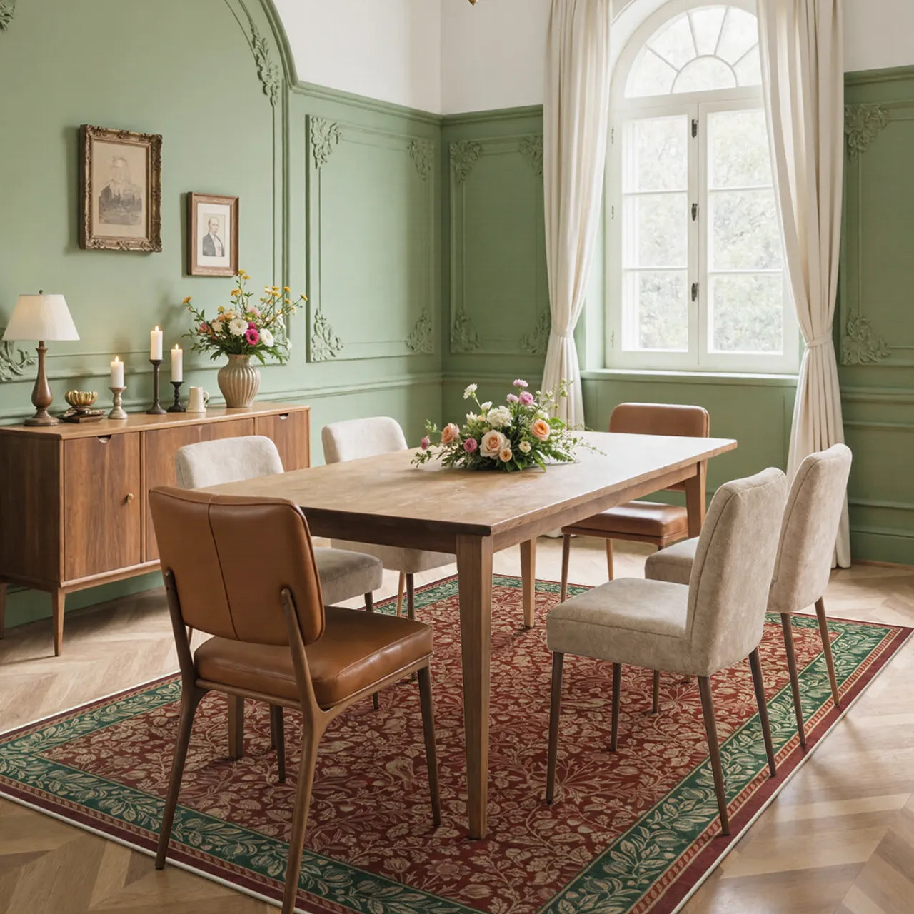 Mirage Washable Maximalism Vintage Blossom Red Rug Area Rugs Lahome