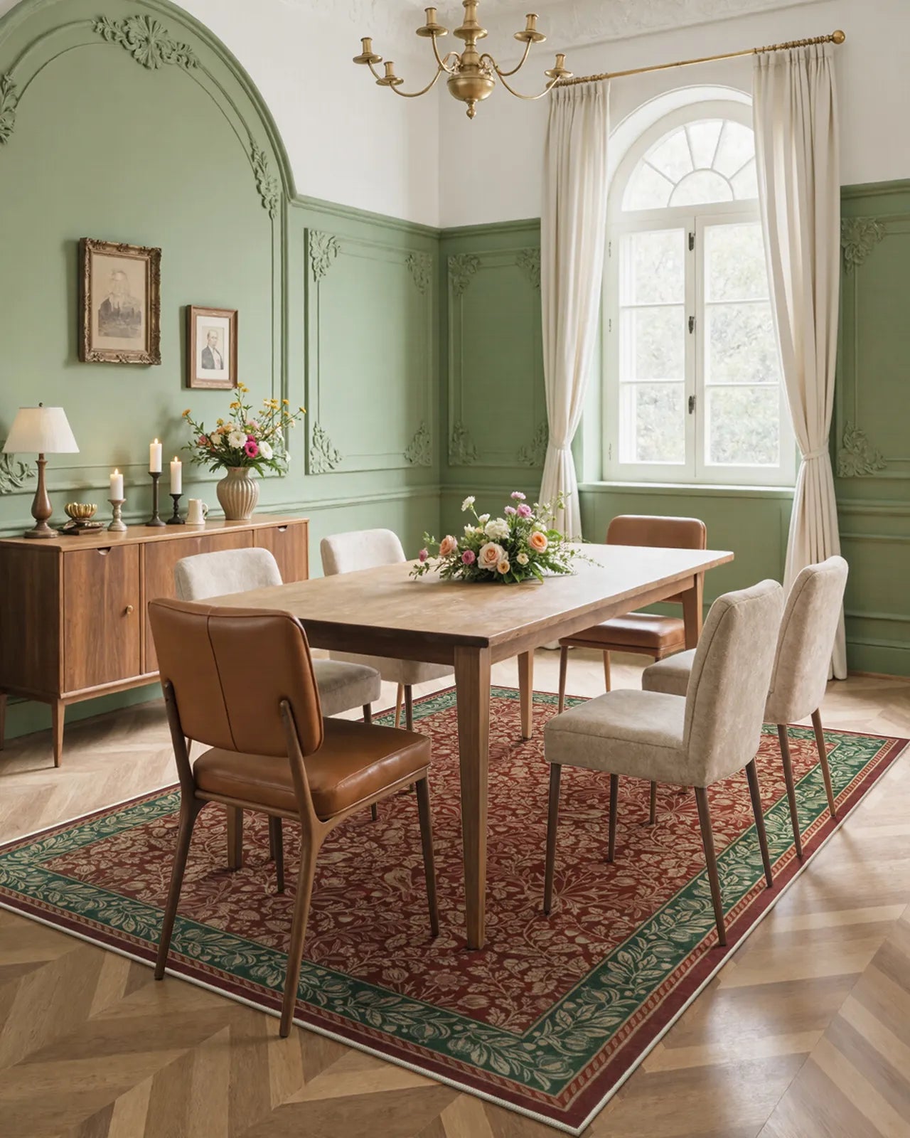 Mirage Washable Maximalism Vintage Blossom Red Rug Area Rugs Lahome