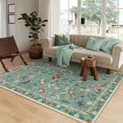 Vionnet Washable Modern Parisian Insect Light Green Rug Area Rugs Lahome 5' x 7'