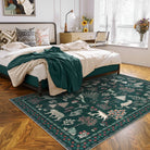 Cora Washable Modern Vibrant Jungle Animals Green Rug Area Rugs Lahome 5' x 7'