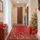 Nolan Christmas Washable Modern Blooming Floral Garden Red Rug Area Rugs Lahome