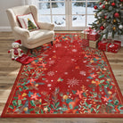Nolan Christmas Washable Modern Blooming Floral Garden Red Rug Area Rugs Lahome 5' x 7'