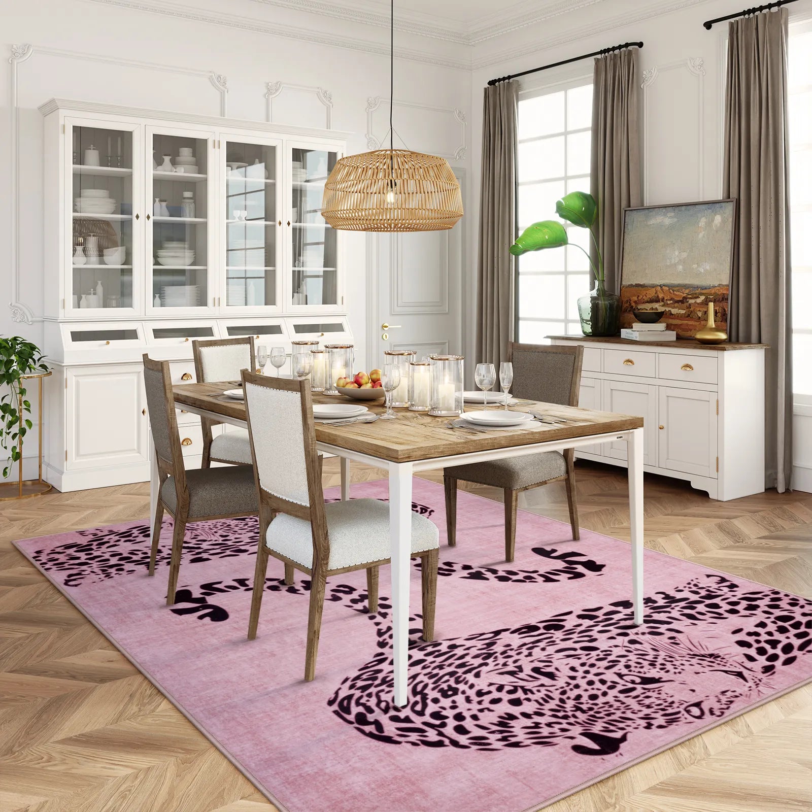 Pantera Washable Modern Safari Leopard Pink Rug Area Rugs Lahome