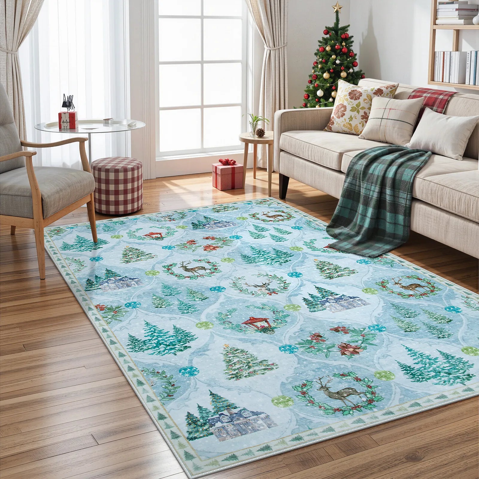 Pascal Christmas Washable World Moroccan Blue Rug Area Rugs Lahome