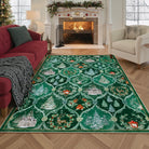 Pascal Christmas Washable World Moroccan Green Rug Area Rugs Lahome 5' x 7'