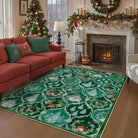 Pascal Christmas Washable World Moroccan Green Rug Area Rugs Lahome