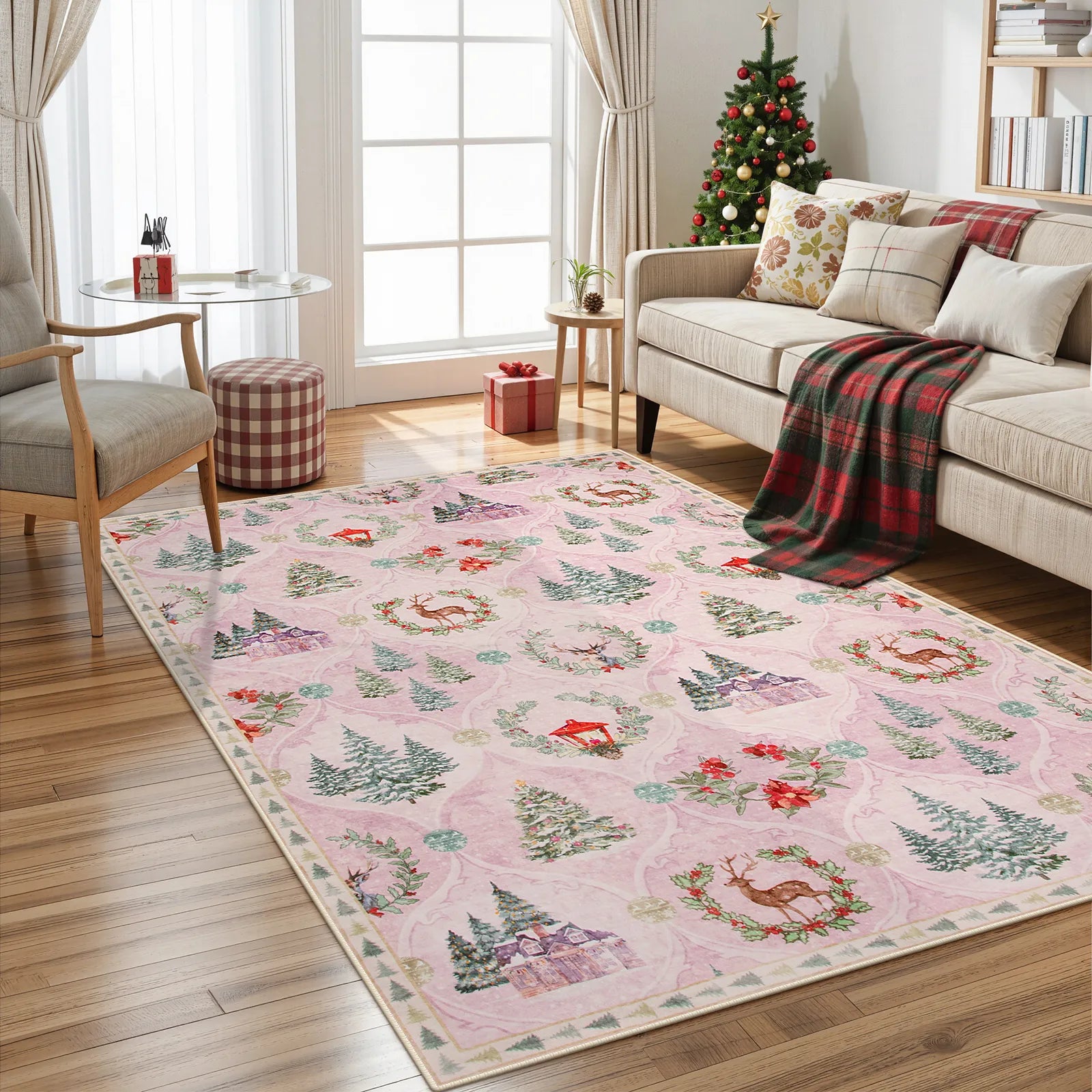 Pascal Christmas Washable World Moroccan Pink Rug Area Rugs Lahome