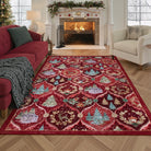 Pascal Christmas Washable World Moroccan Red Rug Area Rugs Lahome 5' x 7'
