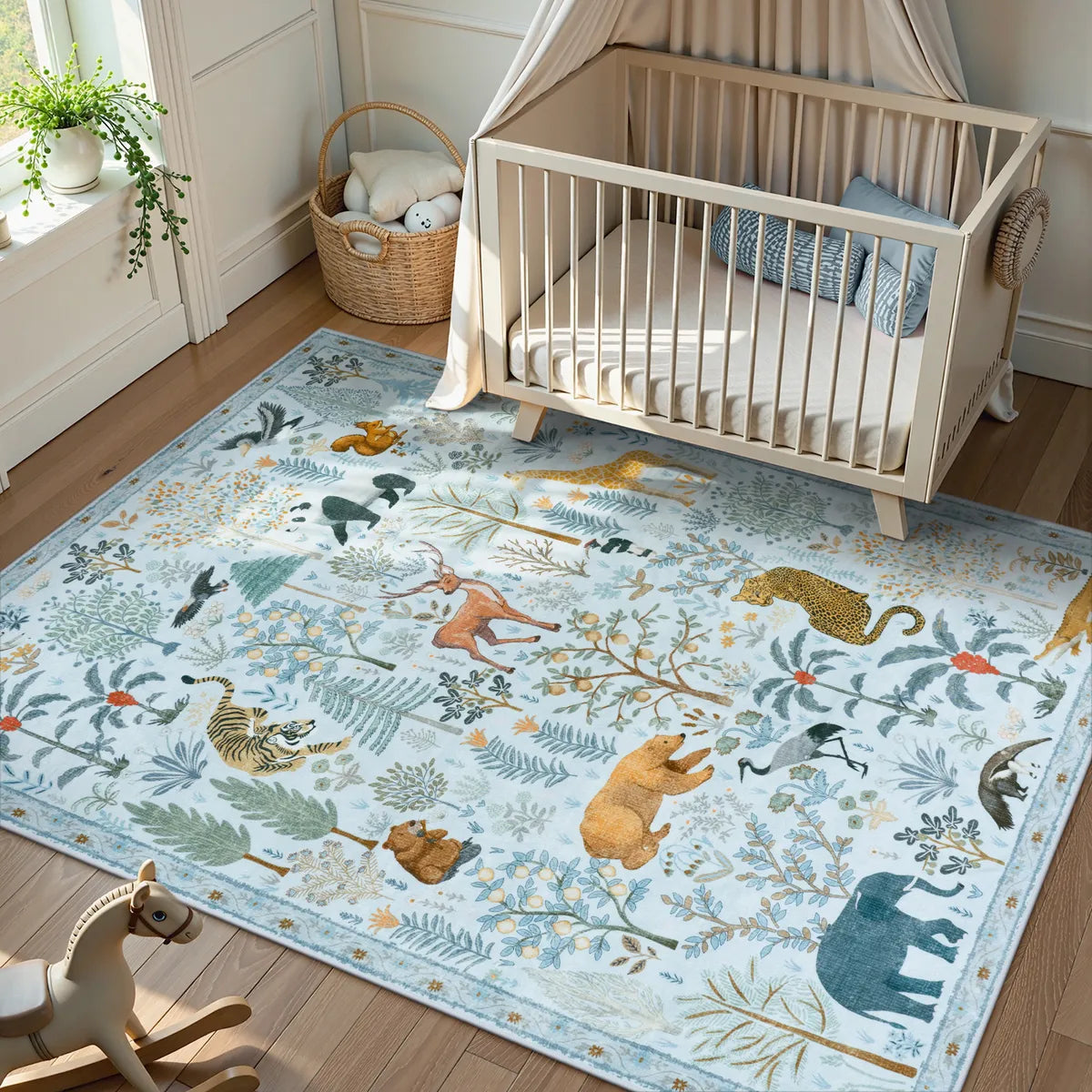 Roam Washable Jungle Animals Blue Rug Rugs Lahome