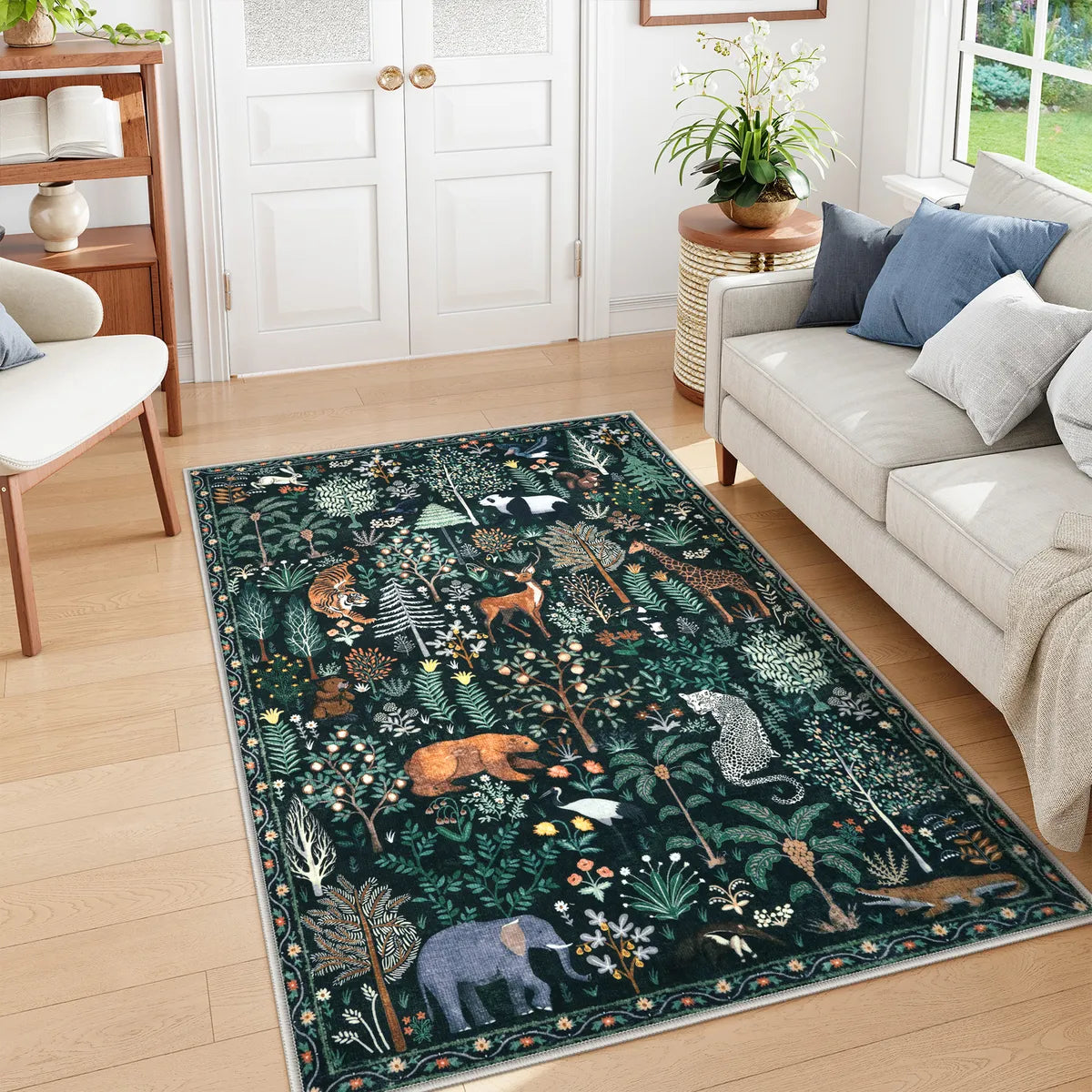 Roam Washable Jungle Animals Green Rug Rugs Lahome