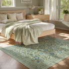 Solace Washable Boho French Elegant Floral Green Rug Rugs Lahome