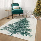 Velours Christmas Washable Tree and Snowflake Beige Rug Area Rugs Lahome
