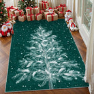 Velours Christmas Washable Tree and Snowflake Green Rug Area Rugs Lahome 5' x 7'