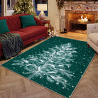 Velours Christmas Washable Tree and Snowflake Green Rug Area Rugs Lahome