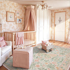 Verena Washable Vintage Floral Butterfly Pink Rug Area Rugs Lahome