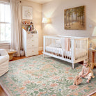 Verena Washable Vintage Floral Butterfly Pink Rug Area Rugs Lahome 5' x 7'