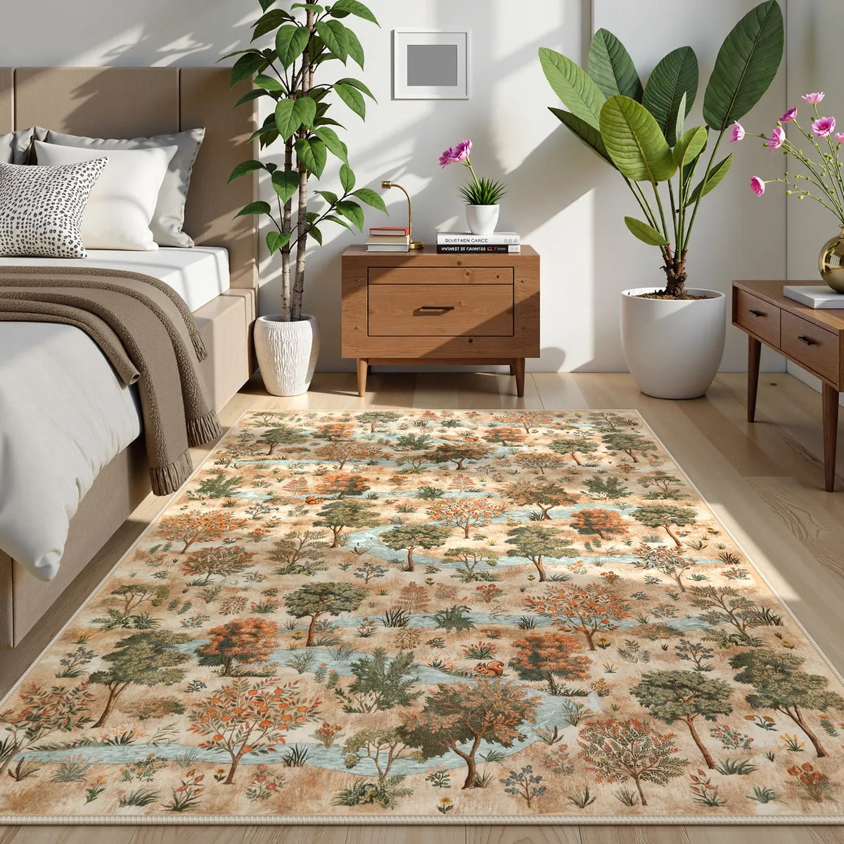 Vernay Washable Forest Woodland Brown Rug Area Rugs Lahome 5' x 7'